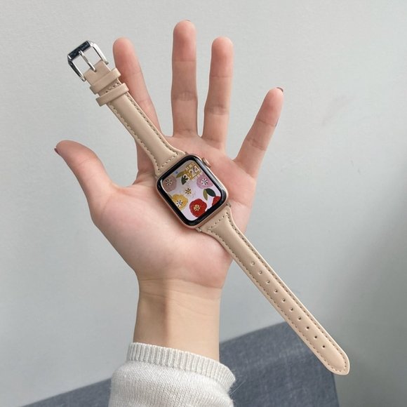 NEW[BAND] Slim Nude Strap Leather For Apple Watch - Picture 1 of 6